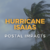 Palm tree in high wins. Text overlay Hurricane Isaias Postal Impacts